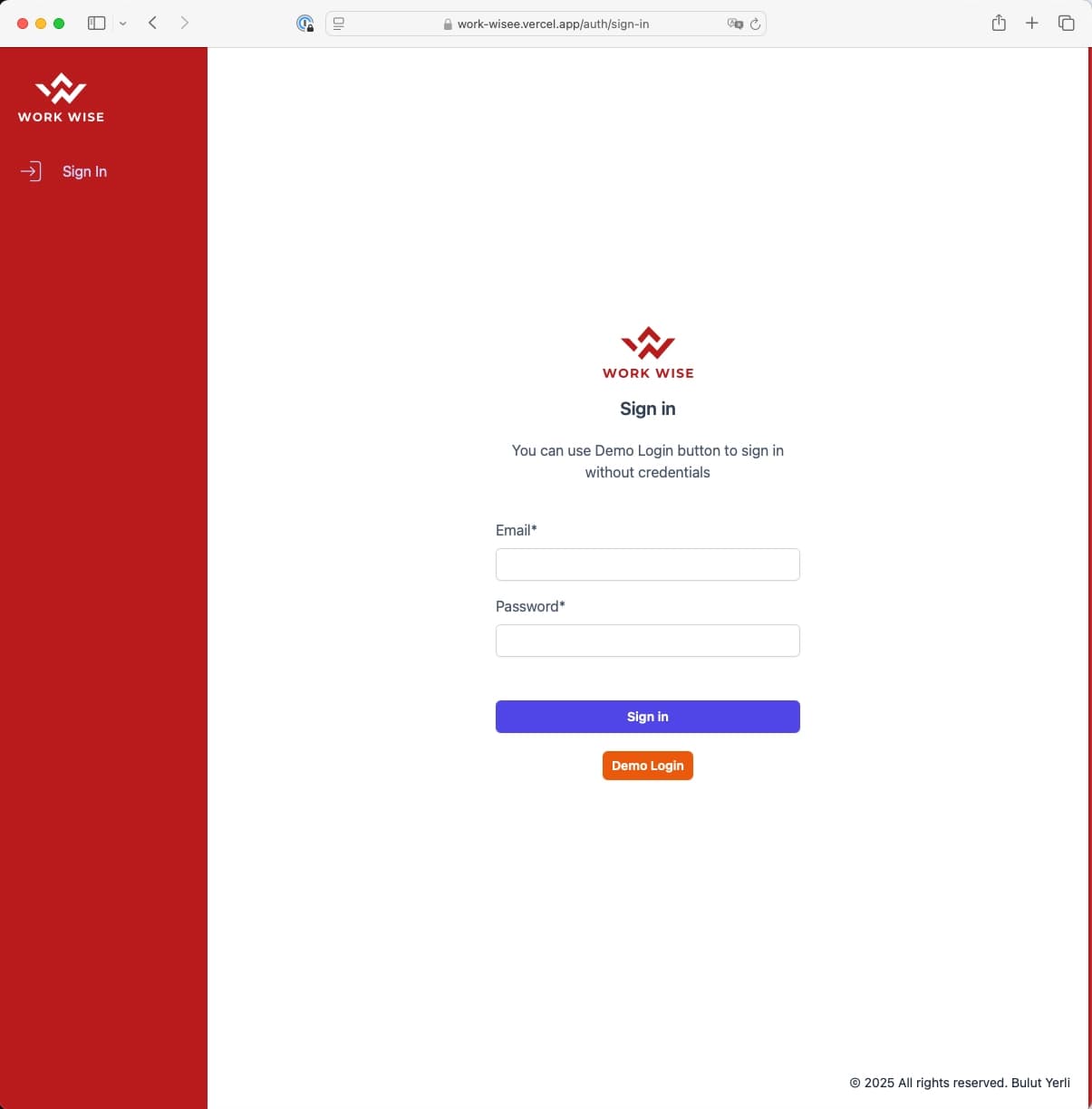 WorkWise Login Page